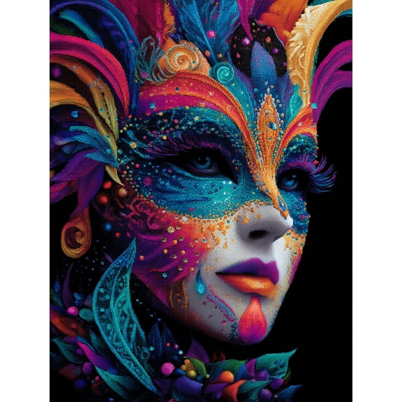 UXIEQU Masquerade Face Diamond Canvas Wall Art 15.75x11.81 Inches