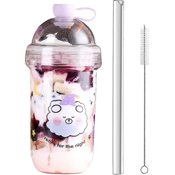 Taza de té con burbujas, vaso reutilizable de 560 ml con tapa y pajita para batidos, batidos y jugos, ideal para el hogar y la oficina (morado).