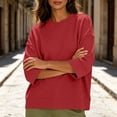 thumbnail image 4 of cocolona 3/4 Sleeve Sweatshirts for Women Loose Fit Crew Neck Casual Solid Color Fall Pullover Tops, 4 of 7