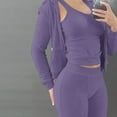 thumbnail image 6 of MSJUHEG Workout Sets For Women Tank Tops For Women 2023 Fall Winter Fashion Casual Wear Solid Color Coat Vest Pants 3 Piece Pants Set Ladies Casual Three Pcs Outfits Lounge Sets For Women Purple Xxl, 6 of 6