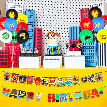 54 Pack Superhero Party Supplies Kit Superhero Birthday Garland Banner Latex Balloons Cupcake Topper For Cake Decoration Superhero Theme Party Decorations Party Favors For Kids Birthday Walmart Canada