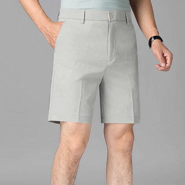 pstuiky Abreviatura para hombres, Pantalones cortos casuales de negocios de color sólido para hombre con botones en la cintura Pantalones cortos de golf