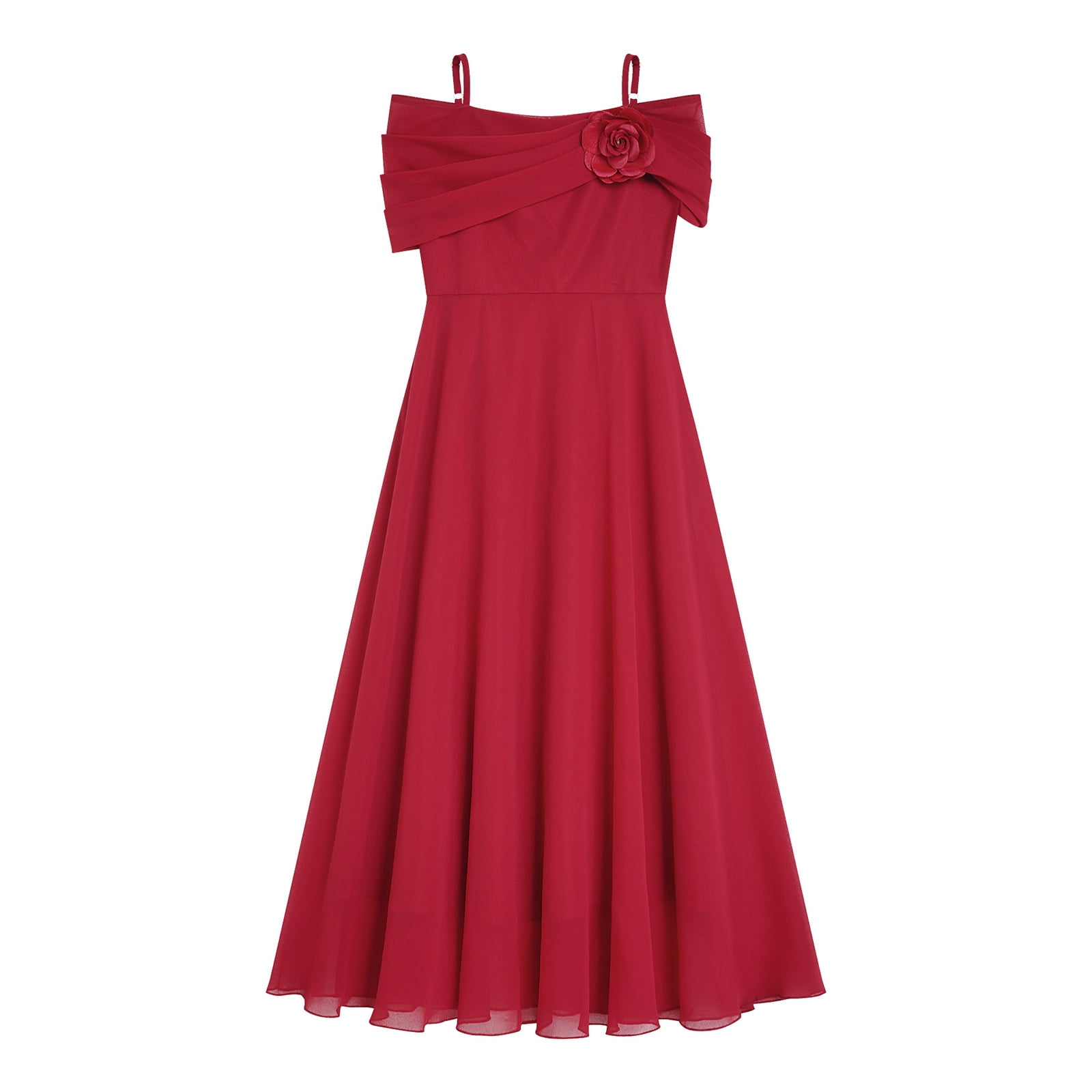 YONGHS Kids Flower Girl Off Shoulder Wedding Birthday Party Gown Princess  Pageant Formal Dress Burgundy 10 - Walmart.com