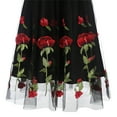 thumbnail image 5 of IBTOM CASTLE Women Vintage 1950s Embroidered Off Shoulder 3/4 Sleeves Flower Rose Wedding Cocktail Party Swing Gatsby Evening Short Gown XL Black - Short Sleeve, 5 of 8
