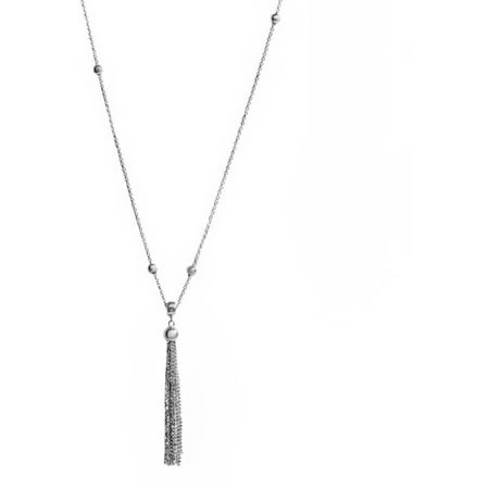 Pori Jewelers 18kt White Gold-Plated Sterling Silver Adjustable Necklace