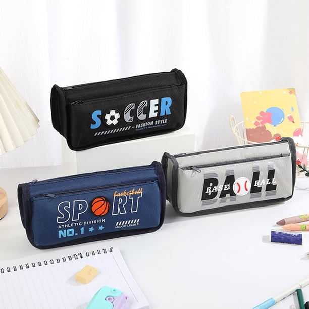 Ofertas Relámpago, Bolsa de papelería de gran capacidad para estudiantes, estilo deportivo, tres capas de lona, apariencia elegante, bolsa de almacenamiento concisa para bolígrafos Akmoler