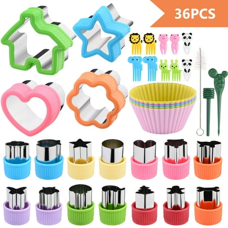 

Uarter Sandwich Cookie Cutters Set for Kids Bread Sandwich Decruster Pancake Maker DIY Cookie Cutters Vegetable Fruit Cutter for Boys & Girls 36 pcs