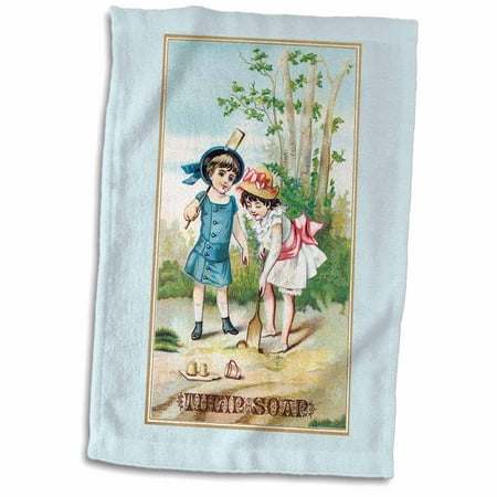- 3dRose Vintage Tulip Soap Trading Card with Two Girls in Victorian Era Dresses - Towel, 15 by 22-inch