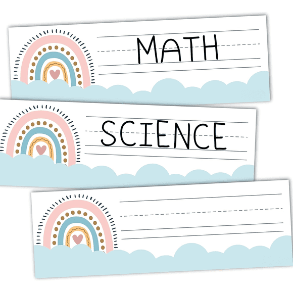 YSTIANN 25 Pcs Classroom Name Plates, Boho Classic Desk Name Tags - 9x3" Student Name Labels for Kindergarten, Preschool, 1st 2nd 3rd Grade, Adhesive Nameplates for Desks WJ85-4598