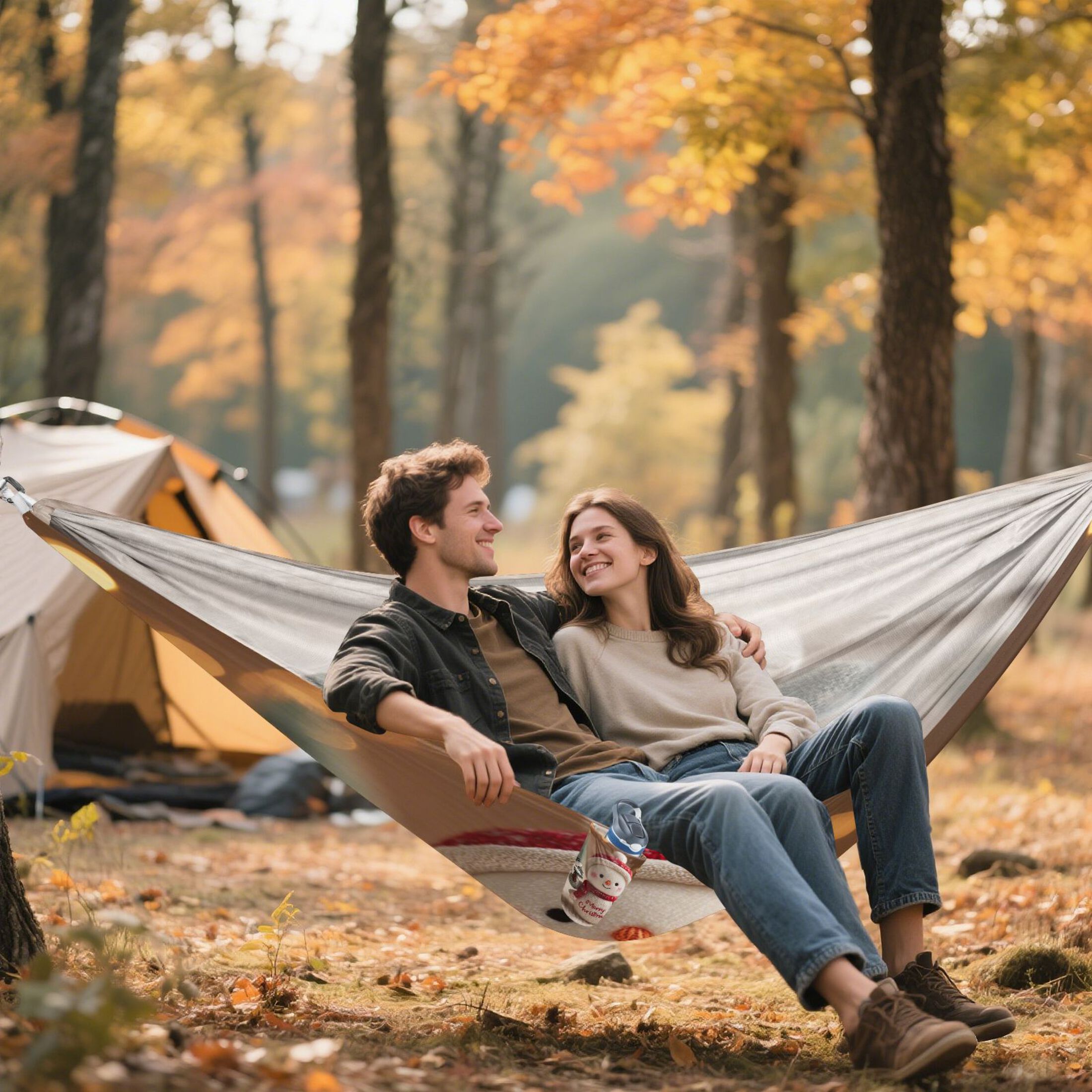 Hammock Camping Hammock Nylon Portable Hammock Travel Camping Hammock Christmas Snowman Cartoon