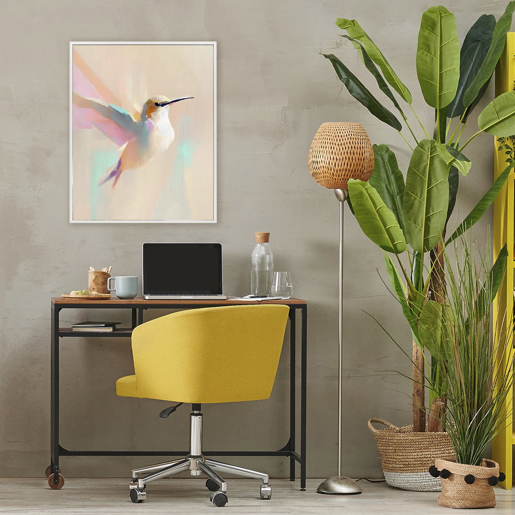 Stupell Industries Pastel Hummingbird in Flight White Framed Giclee Art, design by The Prints Vibe