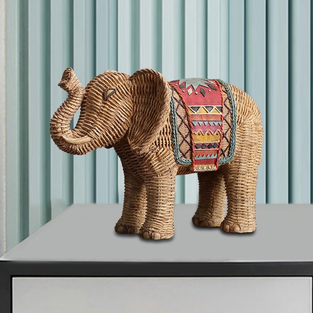 Estatua de moderna, escultura de Animal, simulación de Animal, artesanías hechas a mano, coleccionables para estantería, escritorio, sala de S Macarena Estatua de elefante