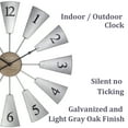 thumbnail image 7 of PresenTime & Co. 24" Lorenzo Farmhouse Windmill Clock, Indoor / Outdoor Clock, Silent No Ticking, Wall Sculpture, Wall Art and Timepiece for Home Decoration, Galvanized and Light Gray Oak Finish, 7 of 7