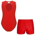 thumbnail image 2 of TiaoBug Gymnastics Leotards for Girls Sparkly Dance Biketards Bodysuit with Shorts 2Pcs Activewear Set Red 12, 2 of 7