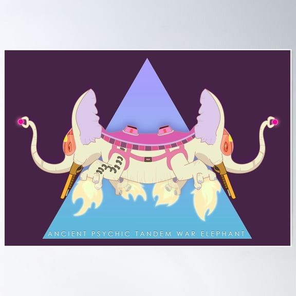 Ancient Psychic Tandem War Elephant Poster, 16x24 UNFRAMED