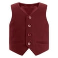 thumbnail image 1 of Yhong Gilet de Costume Formel pour Garçons, Coupe Régulière, Col en V, Robe de Fête de Mariage à Simple Boutonnage, Bourgogne 8, 1 of 7
