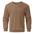 thumbnail image 5 of Men's Solid Color Fleece Crewneck Pullover, Fuzzy Plush Long Sleeve Casual Sweatshirt for Winter Warmth, Lounge,Khaki,XL, 5 of 6