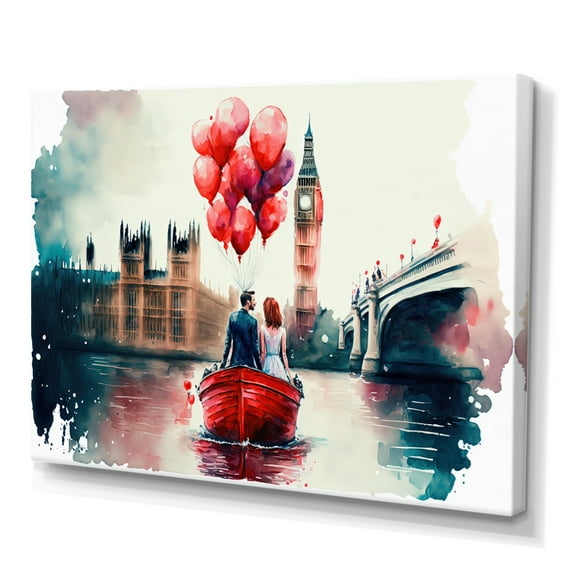 Designart Romantic Couple On The Water II Canvas Wall Art