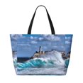 thumbnail image 2 of Kdxio Lighthouse in Havana for Beach Bag for Women Large Beach Tote Bag Waterproof Sandproof Swim Bag with Zipper Pockets Beach Vacation Travel, 2 of 7