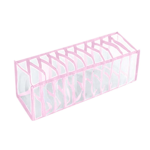 Organizador de armario para el hogar para calcetines, ropa interior separada, caja de almacenamiento de 6/7/11 rejillas, sujetador Rosa 11 quejas