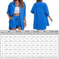 thumbnail image 2 of Bermudas Camisa de manga 3/4 para mujer, pantalones cortos con cordón, trajes de dama con botones (azul retro XL) Kuymtek azul retro T XL para Mujer, 2 of 6