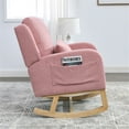 thumbnail image 2 of 27.5"W Rocking Chair, Teddy Upholstered Recliner Chair with Lumbar Pillow and Side Pockets, Comfy Accent Living Room Chairs with Non-slip Feet for Reading Room, Bedroom, Pink, 2 of 7