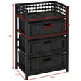 thumbnail image 2 of Gymax Storage Chest Tower Shelf 3 Drawer Wicker Baskets Storage Unit Black, 2 of 10