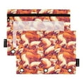 thumbnail image 2 of 2 Pack Pencil Pouch for 3 Ring Binder Smooth Zipper Folders with Pockets Clear Window Pencil Case Cartoon Foxes, 2 of 6