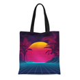 thumbnail image 1 of JSDART Sac Fourre-Tout en Toile Paysage Futuriste Rétro Années 80 Cyber Numérique Sac d'Épicerie Réutilisable Durable, 1 of 1