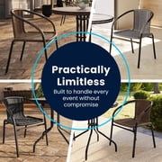 BizChair Set of 2 Commercial Grade Beige Rattan Indoor-Outdoor Restaurant Stack Chairs