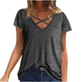 thumbnail image 1 of Timegard Hauts à Manches Courtes pour Femmes Col en V Croisé devant T-Shirt Été Décontracté Ample Blouse, 1 of 6