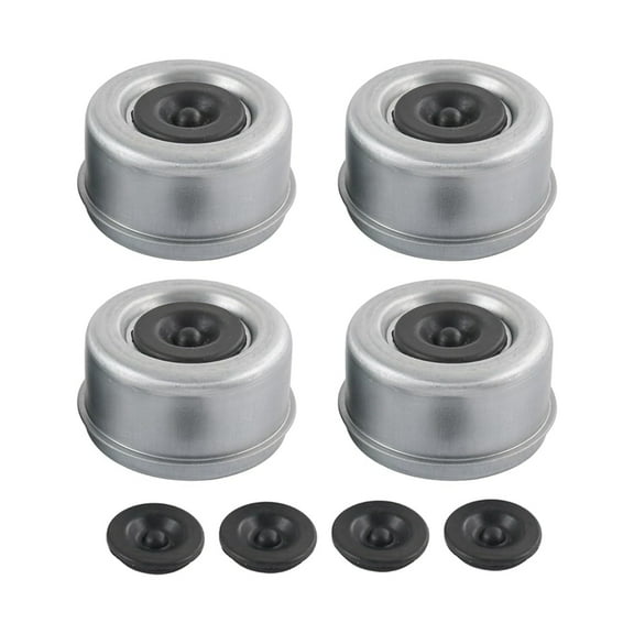 4pcs 2.72inch Trailer Axle Wheel Hub and Bearing Dust Cap with 4 Rubber Plugs for Most 7000-8000lb Wheel Hubs Trailer,4pcs x 2.72inch Trailer Axle and Bearing Dust Cap,Black & Silver