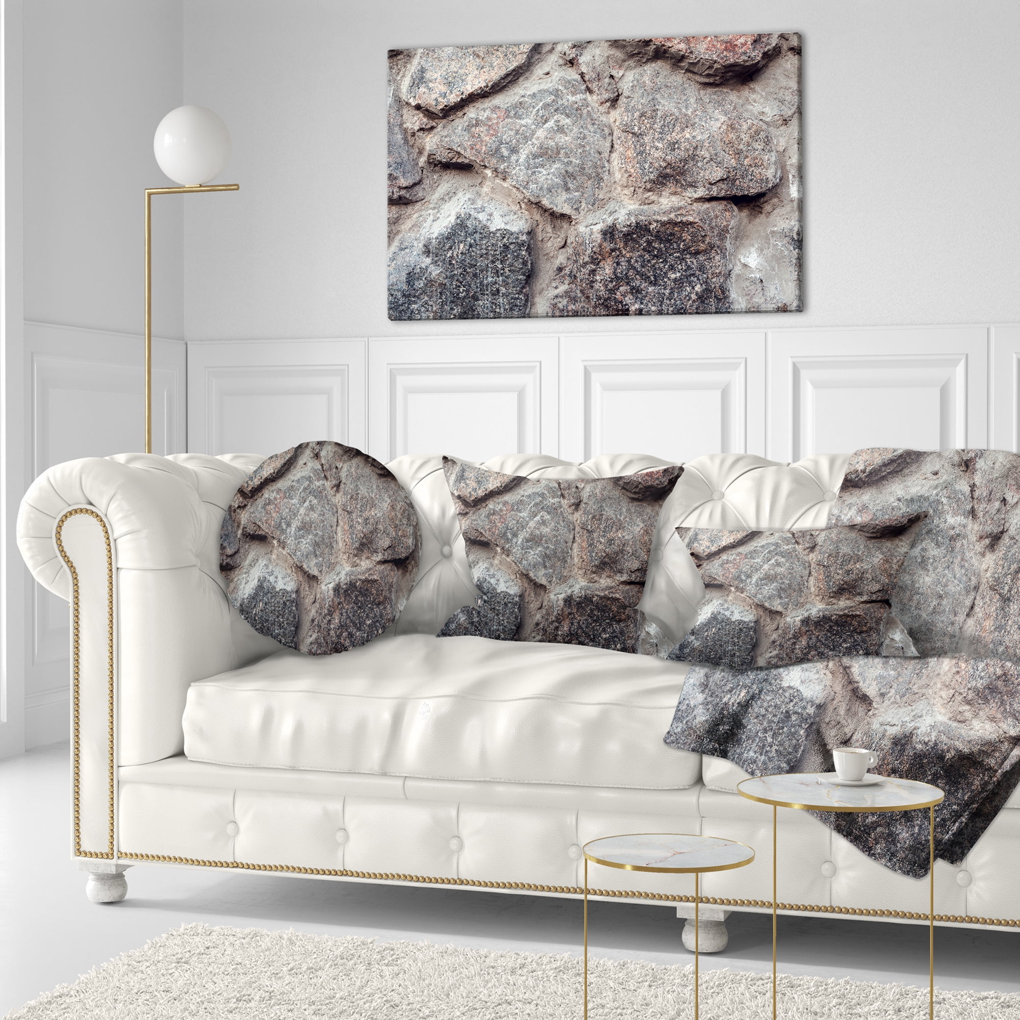 Designart Natural Granite Stone Texture - Landscape Photography Throw Pillow - 12x20