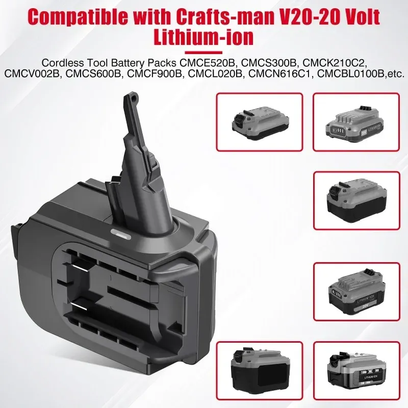 2-in-1 Battery Adapter for Mil*wau*kee 18V Batteries Converted To for Dy*son V7 V8 Series Vacuum Cleaners