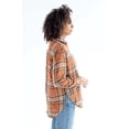 thumbnail image 4 of Brown & Sand Oversized Boyfriend Flannel - Women's Plaid Button-Down Shirt, 4 of 4