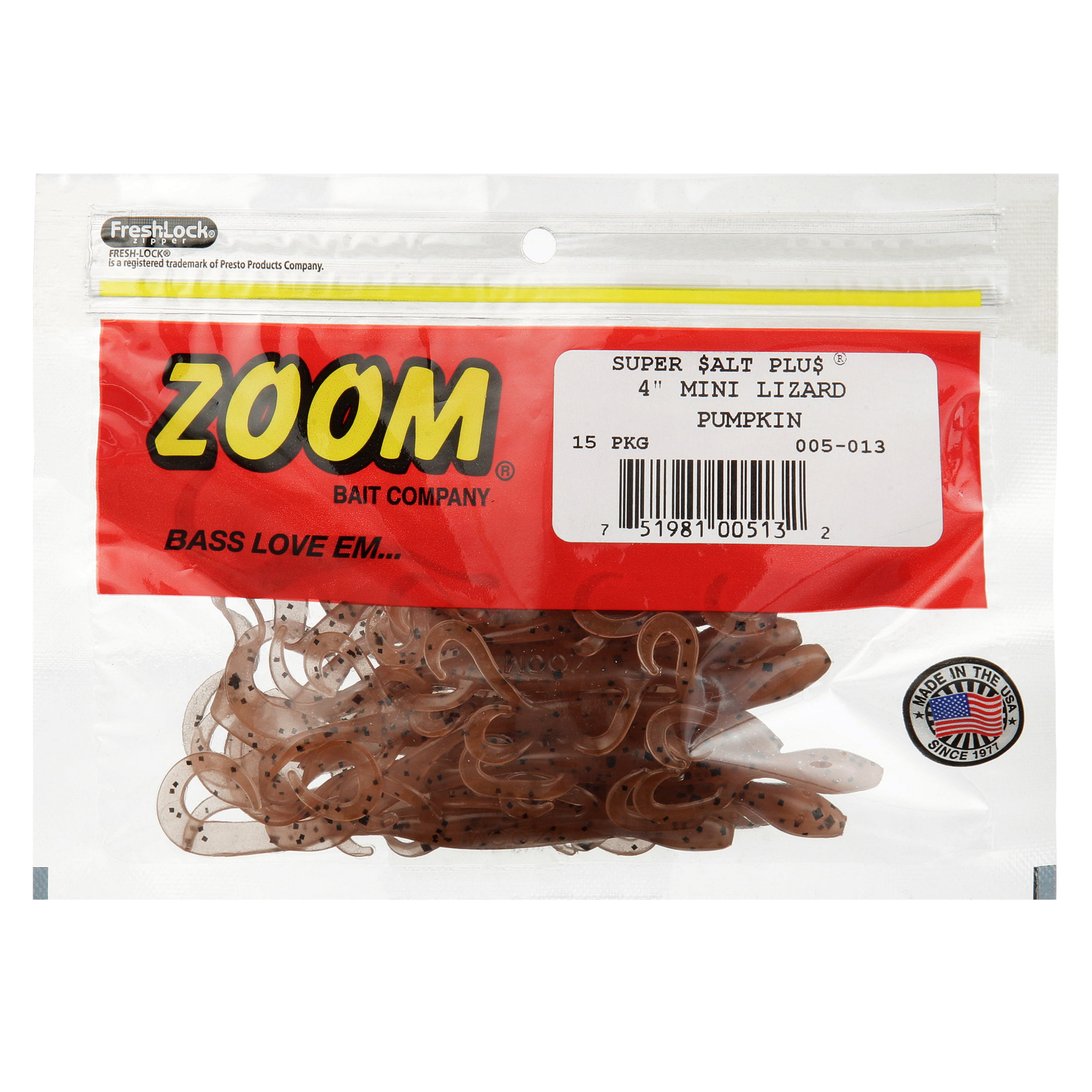 Zoom Mini Lizard 4in., Pumpkin, 15pk, Soft Baits 