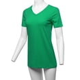 thumbnail image 5 of A2Y Women's Basic Solid Premium Cotton Short Sleeve V-neck T Shirt Tee Tops Kelly Green S, 5 of 6