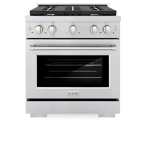 ZLINE 30 in. 4.2 cu. ft. Paramount Dual Fuel Range with 4 Burner Gas Cooktop and Electric Convection Oven in Stainless Steel (SDR30)