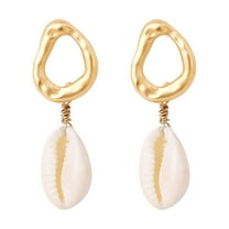 GHSOHS Clip On Earrings Summer Bohemia Seashell Earring Pearl Stud Earrings Beach Ocean Earrings Accessories Gold Earrings Party Jewelry Gift Ear Non Piercing Fashion Earings Ear Ring