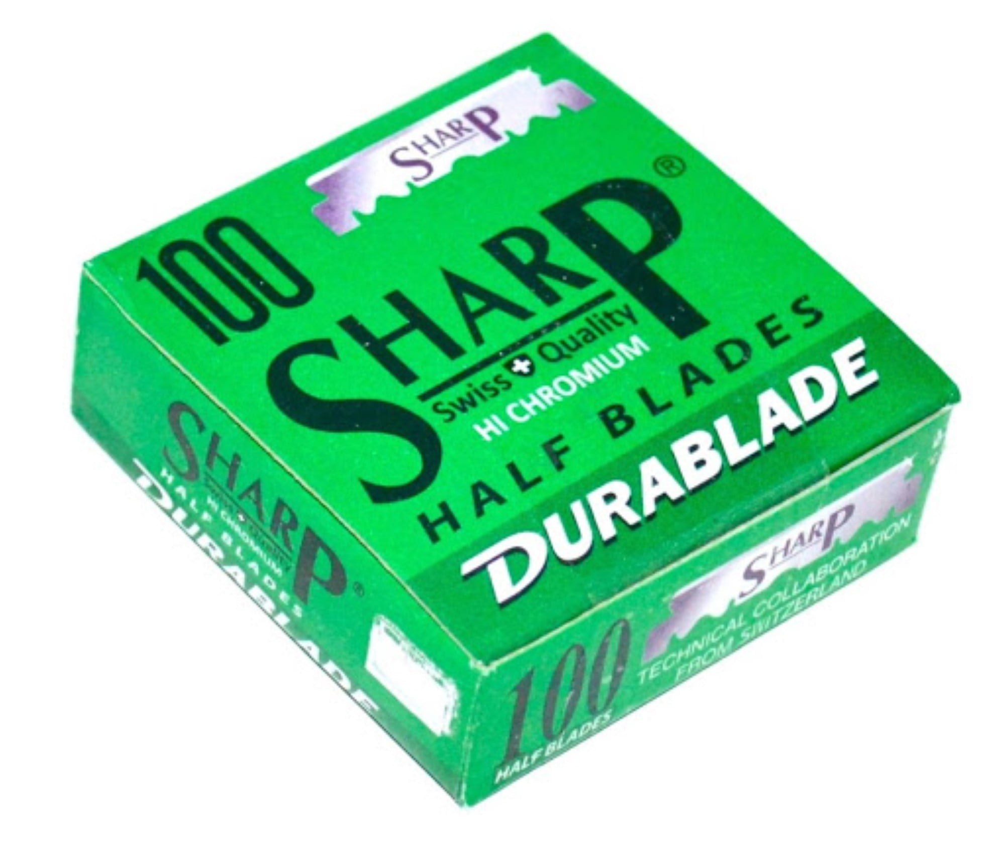 Sharp 100 HiChromium Single Edge Shaving Razor Blades (Swiss Made) (10