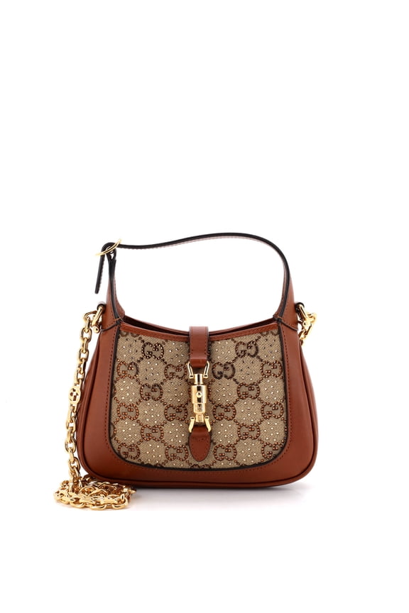 Pre-Owned Jackie 1961 Chain Hobo Crystal Embellished GG Canvas Mini By Rebag