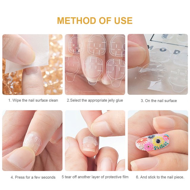 Adhesivo para uñas de doble cara, 10 hojas de pegamento para uñas de doble cara, adhesivo transparente para uñas postizas, muy recomendado
