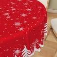 thumbnail image 3 of Duangreer Retro Christmas 60''Round Tablecloth, Christmas Tree Elk Silhouette Print Washable Picnic Table Cover for Camping, Dining, Indoor and Outdoor, 3 of 6