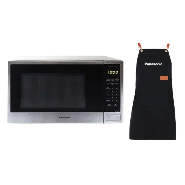 Combo Microondas Panasonic NN-SB646 36 Litros (1.3ft³ / 1100W) plato giratorio Color: Gris Espejo + Mandil de Cocina