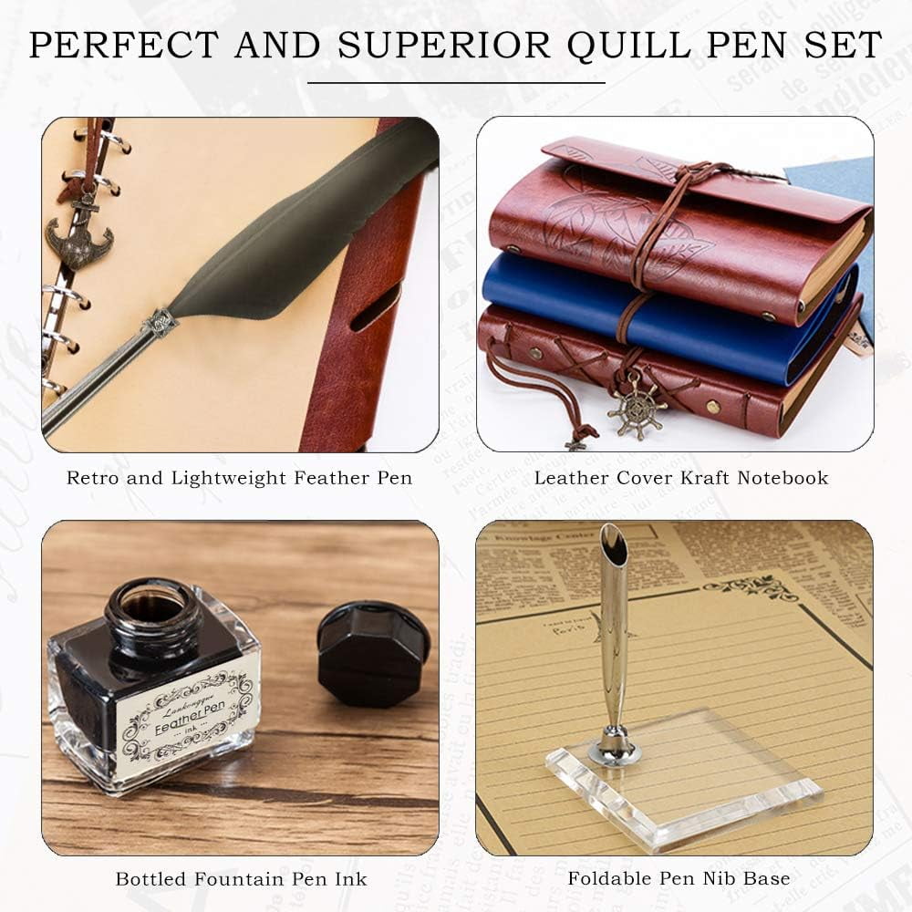 Feather Dip Pen And Ink Set Quill Pen Ink Set | INDIA
