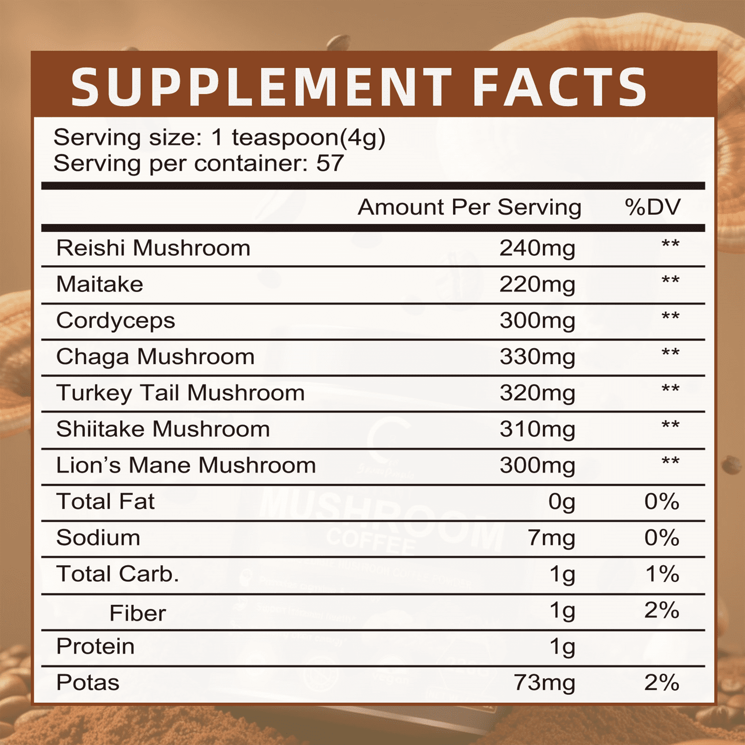 (2 PACK)GPGP Greenpeople Mushroom Coffee Powder Instant, Premium Mushroom Coffee Supplement for Energy, Focus, 8oz Total
