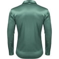 thumbnail image 3 of Mens Silk Shirts Long Sleeve-Luxury Shiny Silk Satin Party Dress Shirt Button Up Casual Muscle Fit for Men(Olive Green,S), 3 of 5