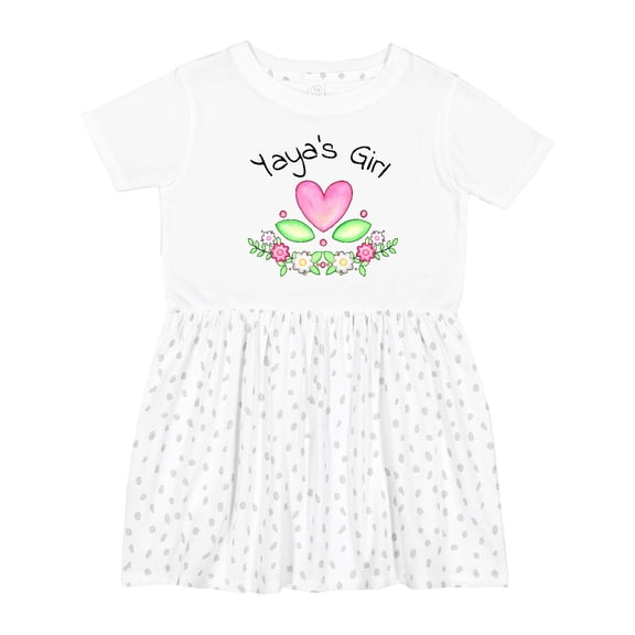Inktastic Yaya's Girl Heart Flowers Girls Toddler Dress