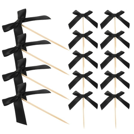 WRITWAA Black Bow Cake Toppers Ideal for Birthday Parties 20Pcs