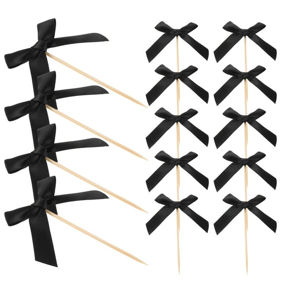 WRITWAA Black Bow Cake Toppers Ideal for Birthday Parties 20Pcs